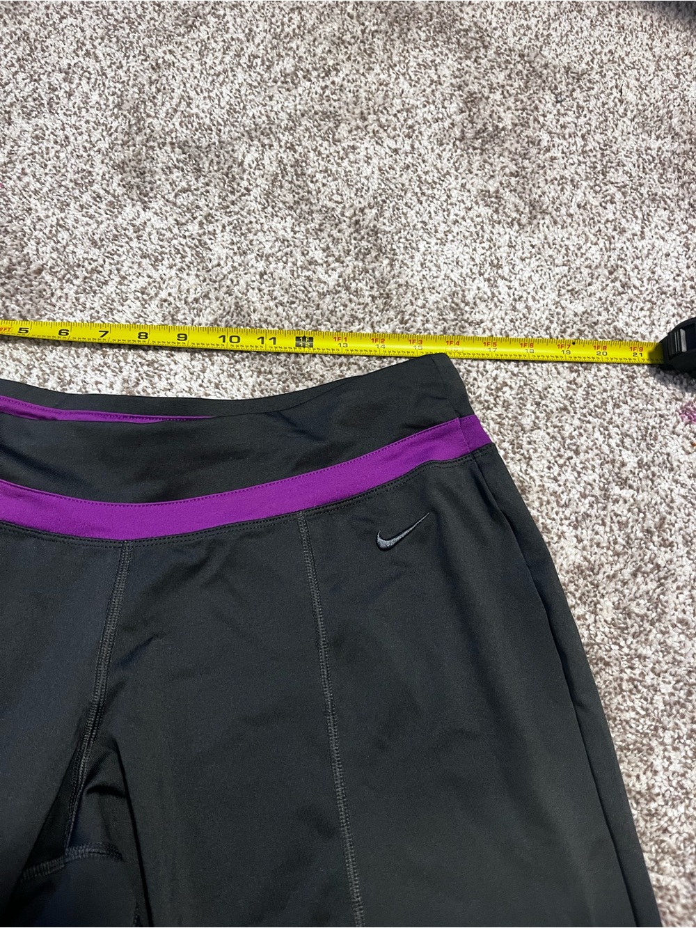 Nike Dri-FIT Yoga Pants Women’s Large Black Purple Wide Leg Athletic Workout - Picture 5 of 9